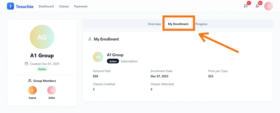 Group payment details