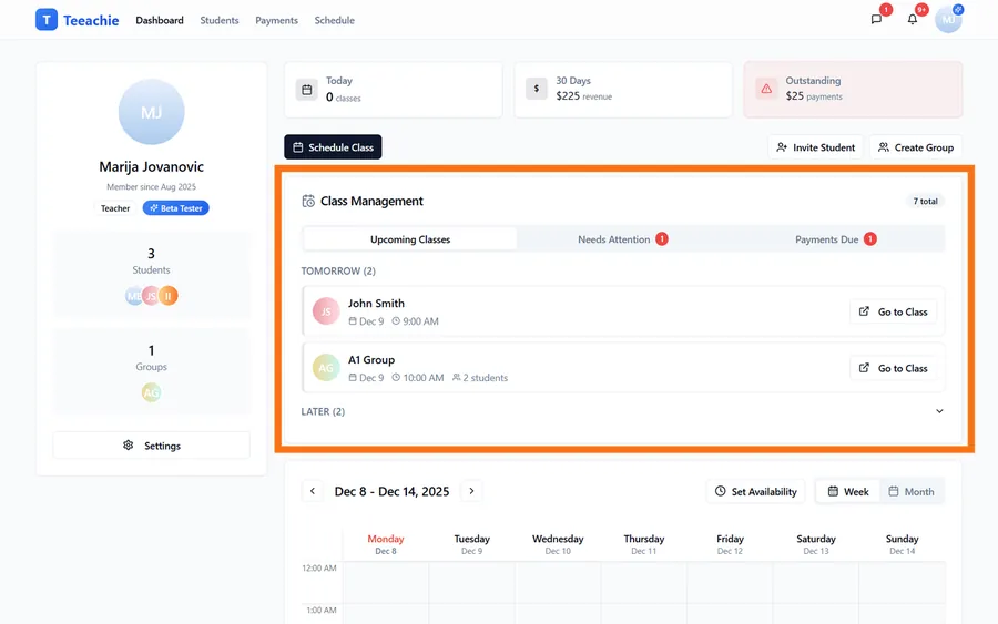 Class Management Hub