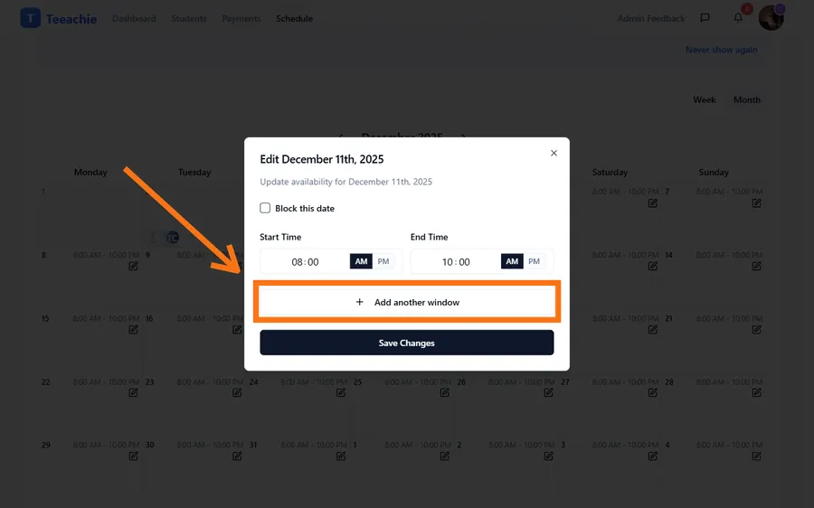 Multiple time windows